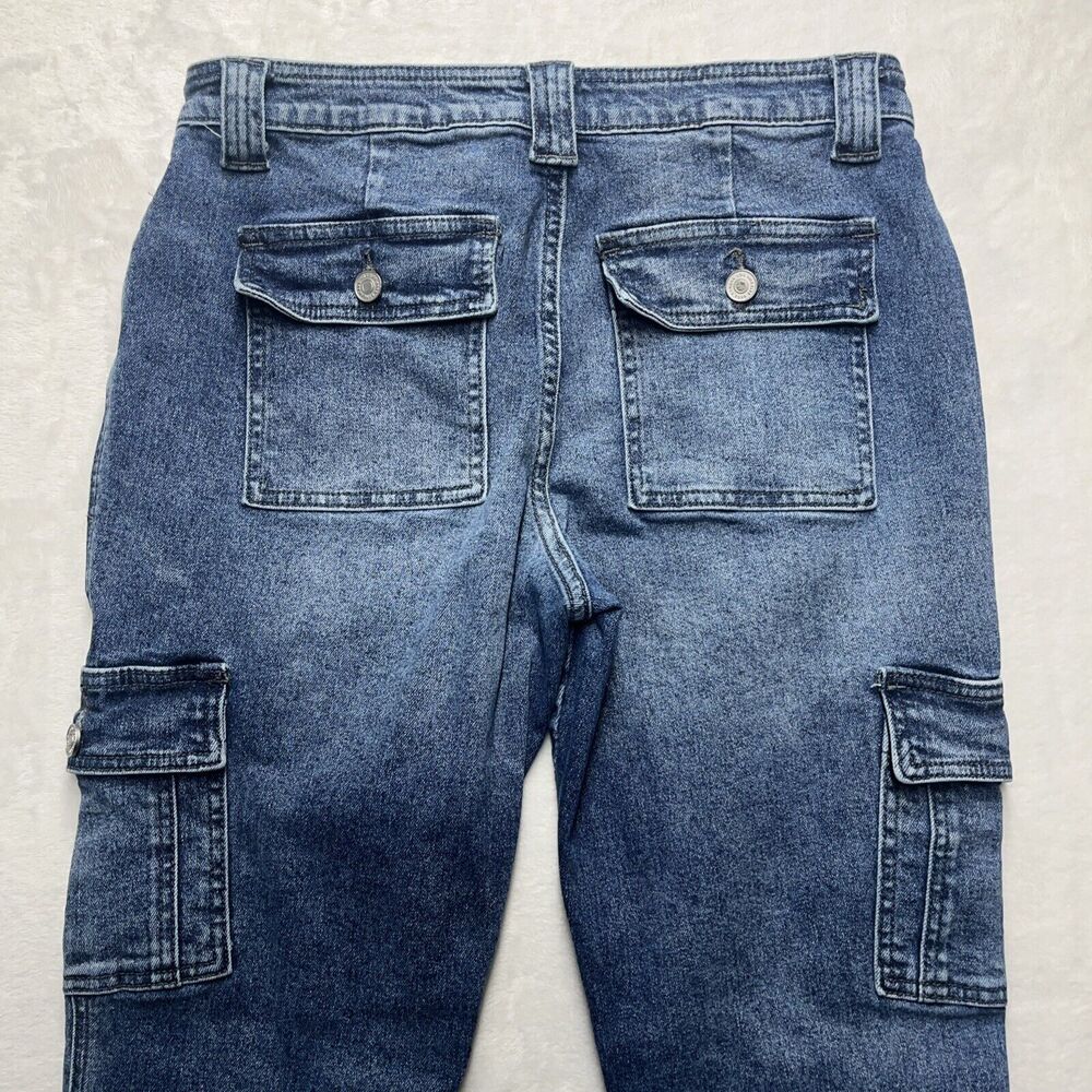 KanCan Avery Straight Leg Cargo Jeans Women’s Sz 7/27 Y2K Mid Rise Fading Denim - Picture 10 of 10